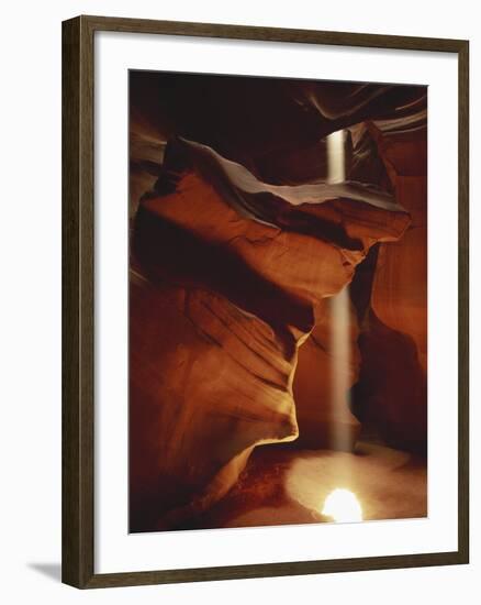 Shaft of Sunlight Penetrating Antelope Canyon, Page, Arizona, USA-Adam Jones-Framed Photographic Print