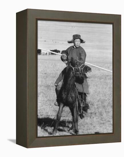 Shaggy Horse is Ridden by Mongolian Herdsman-Howard Sochurek-Framed Premier Image Canvas