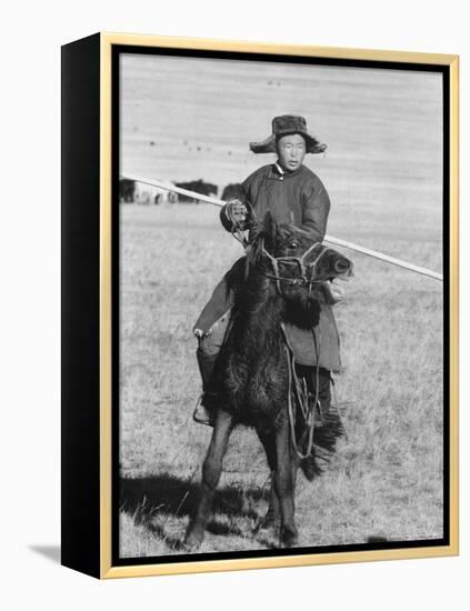 Shaggy Horse is Ridden by Mongolian Herdsman-Howard Sochurek-Framed Premier Image Canvas