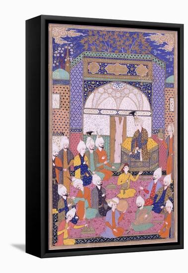 Shah Isma'Il Holding the First Private Audience after His Accession in Tabriz, C.1590-1600-null-Framed Premier Image Canvas