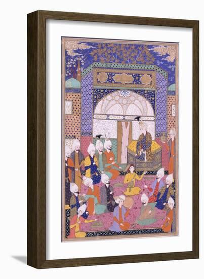 Shah Isma'Il Holding the First Private Audience after His Accession in Tabriz, C.1590-1600-null-Framed Giclee Print