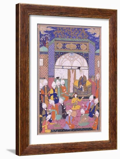 Shah Isma'Il Holding the First Private Audience after His Accession in Tabriz, C.1590-1600-null-Framed Giclee Print