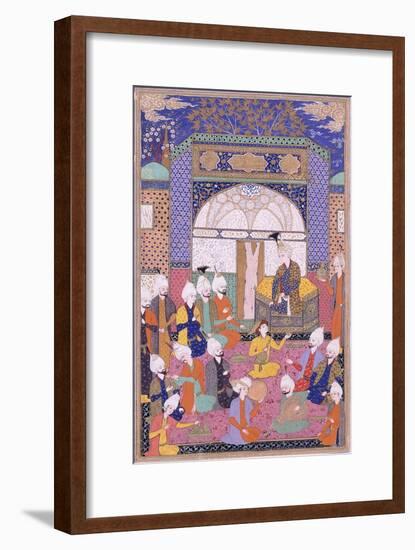Shah Isma'Il Holding the First Private Audience after His Accession in Tabriz, C.1590-1600-null-Framed Giclee Print