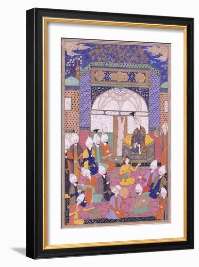 Shah Isma'Il Holding the First Private Audience after His Accession in Tabriz, C.1590-1600-null-Framed Giclee Print