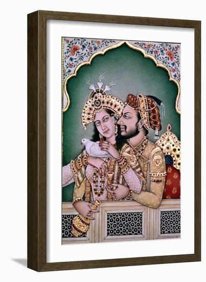 Shah Jahan (1592-1666) and His Wife, Arjumand Banu Begum (D.1631) Mumtaz-I Mahal-null-Framed Giclee Print