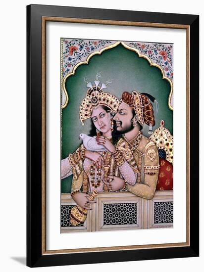 Shah Jahan (1592-1666) and His Wife, Arjumand Banu Begum (D.1631) Mumtaz-I Mahal-null-Framed Giclee Print