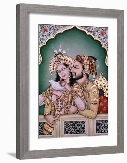 Shah Jahan and his Wife-Indian School-Framed Premium Giclee Print