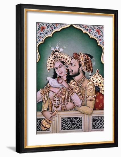 Shah Jahan and his Wife-Indian School-Framed Premium Giclee Print