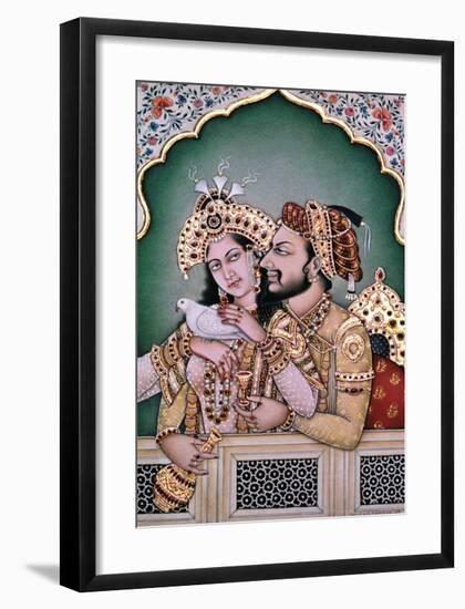 Shah Jahan and his Wife-Indian School-Framed Premium Giclee Print