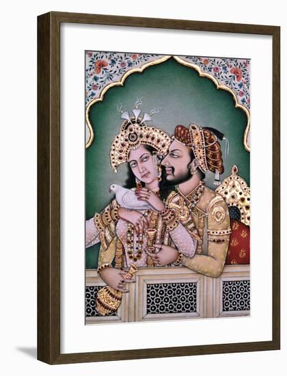 Shah Jahan and his Wife-Indian School-Framed Premium Giclee Print