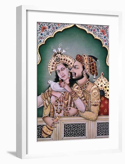 Shah Jahan and his Wife-Indian School-Framed Premium Giclee Print