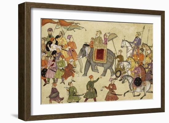 Shah Jahan Mounted on an Elephant with His Retinue-null-Framed Giclee Print