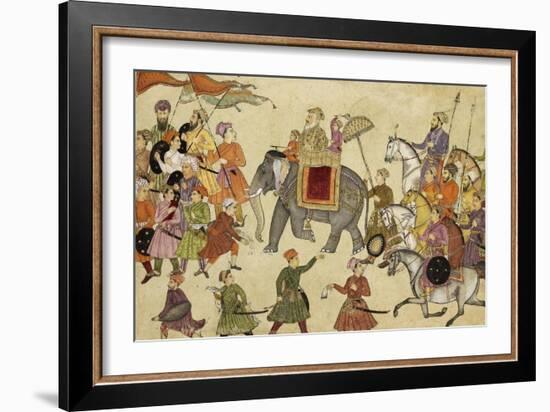 Shah Jahan Mounted on an Elephant with His Retinue-null-Framed Giclee Print