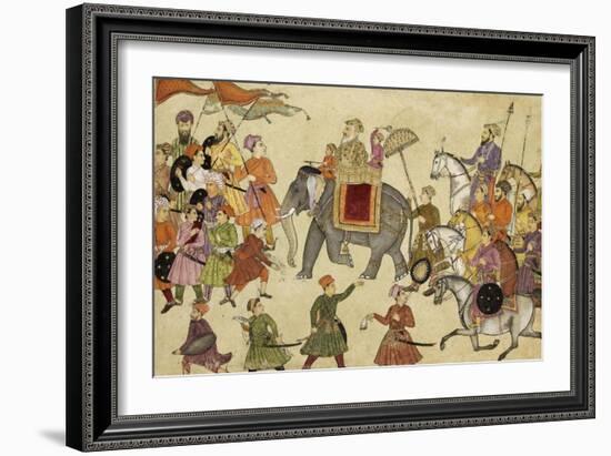 Shah Jahan Mounted on an Elephant with His Retinue-null-Framed Giclee Print