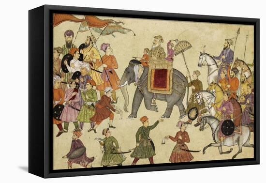 Shah Jahan Mounted on an Elephant with His Retinue-null-Framed Premier Image Canvas