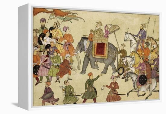 Shah Jahan Mounted on an Elephant with His Retinue-null-Framed Premier Image Canvas