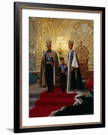 Shah of Iran, Mohamed Reza, Posing with Son Prince Reza and Wife Farah-Dmitri Kessel-Framed Premium Photographic Print