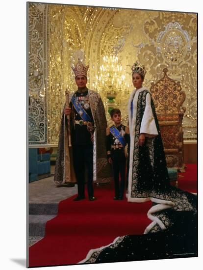 Shah of Iran, Mohamed Reza, Posing with Son Prince Reza and Wife Farah-Dmitri Kessel-Mounted Premium Photographic Print