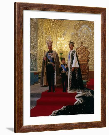 Shah of Iran, Mohamed Reza, Posing with Son Prince Reza and Wife Farah-Dmitri Kessel-Framed Premium Photographic Print