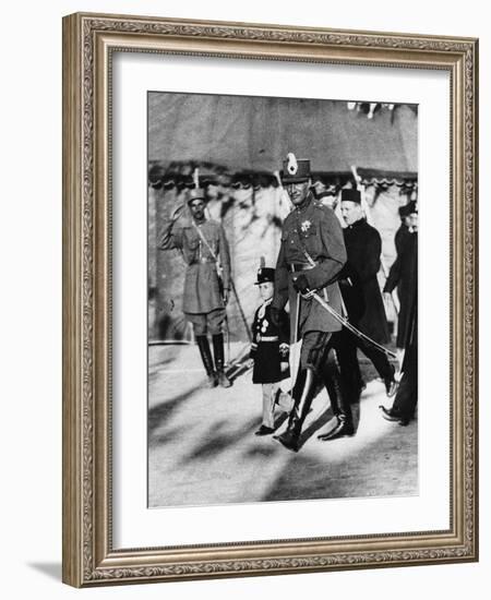 Shah Pahlavi of Persia with His Son the Crown Prince, April, 1926-Thomas E. & Horace Grant-Framed Photographic Print