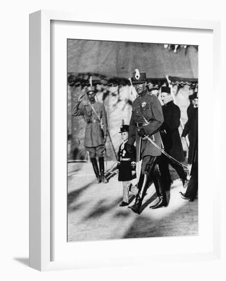 Shah Pahlavi of Persia with His Son the Crown Prince, April, 1926-Thomas E. & Horace Grant-Framed Photographic Print