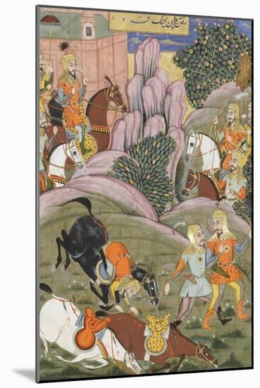 Shahnameh de Ferdowsi ou le Livre des Rois. Bijane et Roham partent attaquer Firoud-null-Mounted Giclee Print