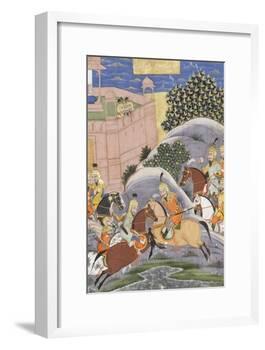 Shahnameh de Ferdowsi ou le Livre des Rois. Combat de Bijène contre Firoud-null-Framed Giclee Print