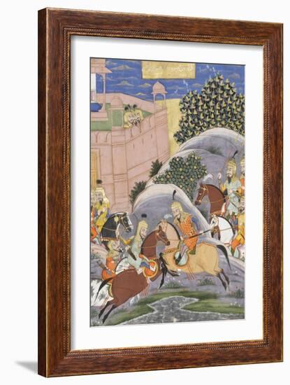 Shahnameh de Ferdowsi ou le Livre des Rois. Combat de Bijène contre Firoud-null-Framed Giclee Print