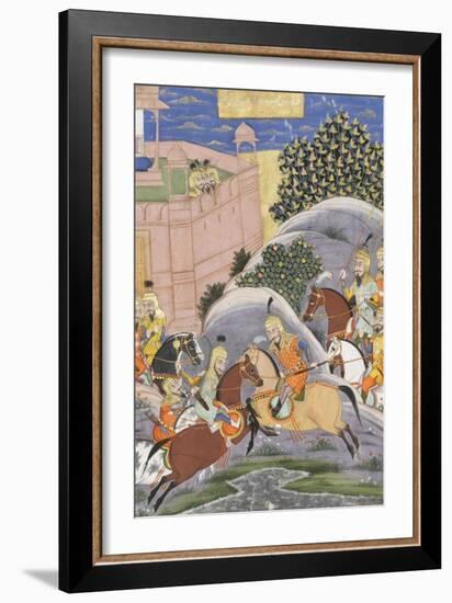 Shahnameh de Ferdowsi ou le Livre des Rois. Combat de Bijène contre Firoud-null-Framed Giclee Print