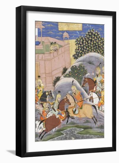 Shahnameh de Ferdowsi ou le Livre des Rois. Combat de Bijène contre Firoud-null-Framed Giclee Print