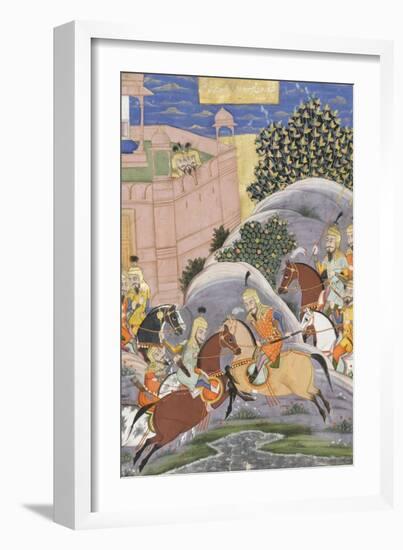 Shahnameh de Ferdowsi ou le Livre des Rois. Combat de Bijène contre Firoud-null-Framed Giclee Print