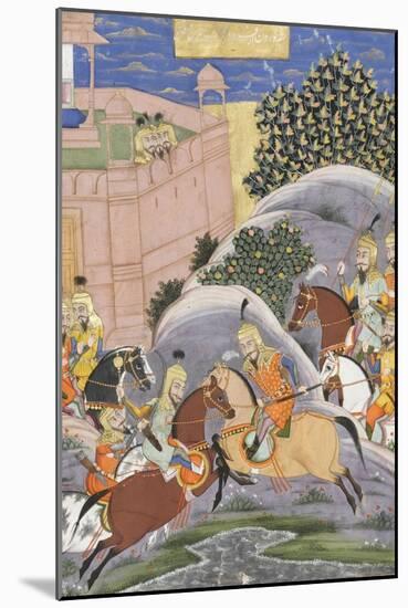 Shahnameh de Ferdowsi ou le Livre des Rois. Combat de Bijène contre Firoud-null-Mounted Giclee Print
