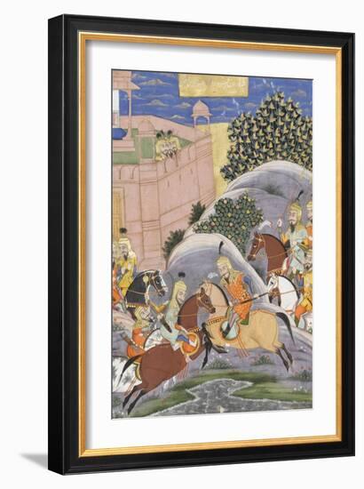 Shahnameh de Ferdowsi ou le Livre des Rois. Combat de Bijène contre Firoud-null-Framed Giclee Print