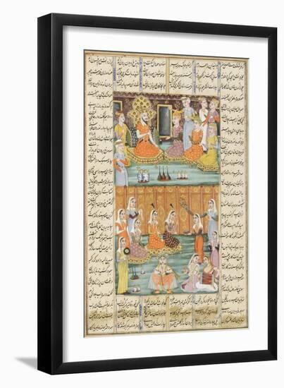 Shahnameh de Ferdowsi ou le Livre des Rois. Mariage des trois filles de Séro, roi du Yémen.-null-Framed Giclee Print