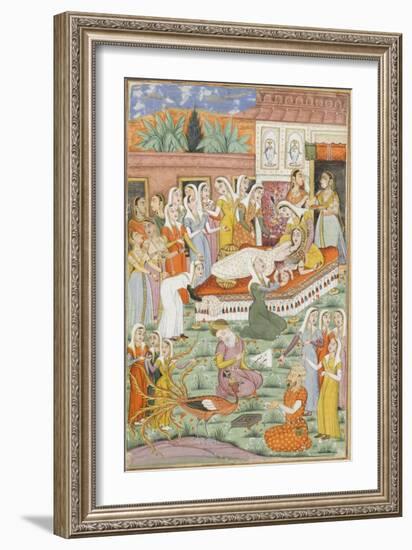 Shahnameh de Ferdowsi ou le Livre des Rois. Naissance de Roustam par Césarienne-null-Framed Giclee Print