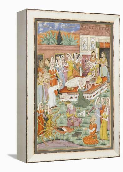 Shahnameh de Ferdowsi ou le Livre des Rois. Naissance de Roustam par Césarienne-null-Framed Premier Image Canvas
