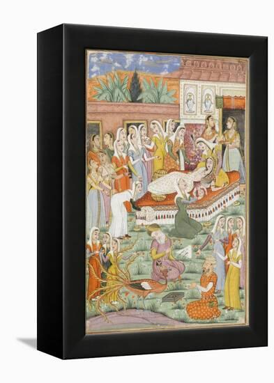 Shahnameh de Ferdowsi ou le Livre des Rois. Naissance de Roustam par Césarienne-null-Framed Premier Image Canvas