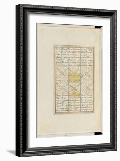 Shahnameh de Ferdowsi ou le Livre des Rois. Page de texte-null-Framed Giclee Print