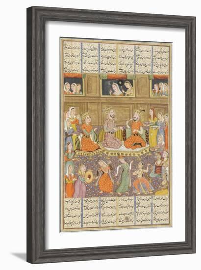 Shahnameh de Ferdowsi ou le Livre des Rois. Réception au palais de Mihras, roi de Kasoul.-null-Framed Giclee Print