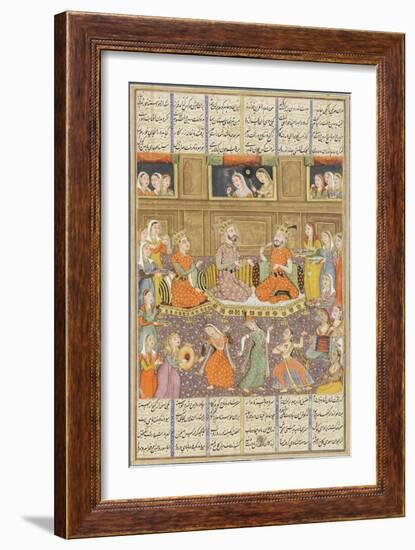 Shahnameh de Ferdowsi ou le Livre des Rois. Réception au palais de Mihras, roi de Kasoul.-null-Framed Giclee Print