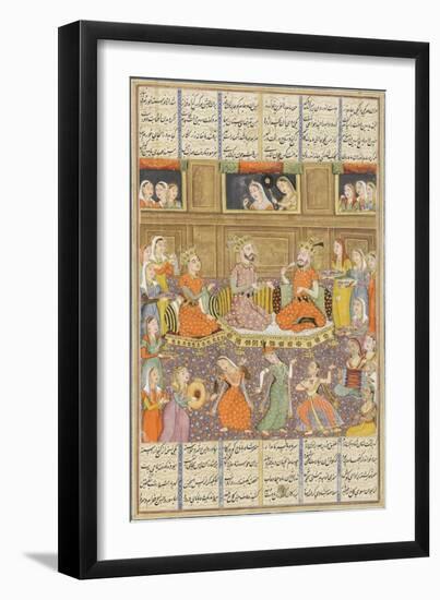 Shahnameh de Ferdowsi ou le Livre des Rois. Réception au palais de Mihras, roi de Kasoul.-null-Framed Giclee Print