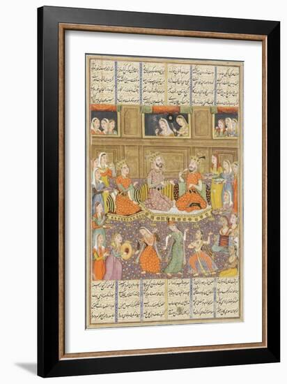 Shahnameh de Ferdowsi ou le Livre des Rois. Réception au palais de Mihras, roi de Kasoul.-null-Framed Giclee Print