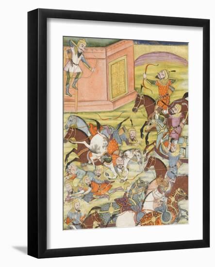 Shahnameh de Ferdowsi ou le Livre des Rois. Sam décoche une flèche à un arche automate-null-Framed Giclee Print