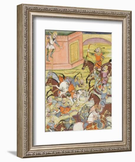 Shahnameh de Ferdowsi ou le Livre des Rois. Sam décoche une flèche à un arche automate-null-Framed Giclee Print