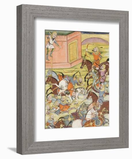 Shahnameh de Ferdowsi ou le Livre des Rois. Sam décoche une flèche à un arche automate-null-Framed Giclee Print