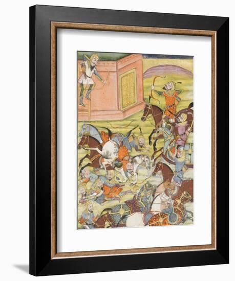 Shahnameh de Ferdowsi ou le Livre des Rois. Sam décoche une flèche à un arche automate-null-Framed Giclee Print