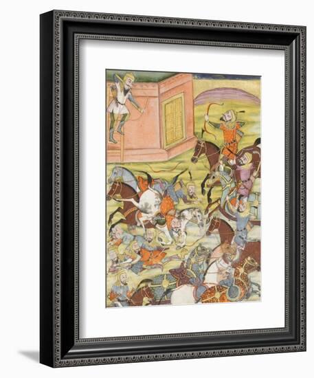 Shahnameh de Ferdowsi ou le Livre des Rois. Sam décoche une flèche à un arche automate-null-Framed Giclee Print