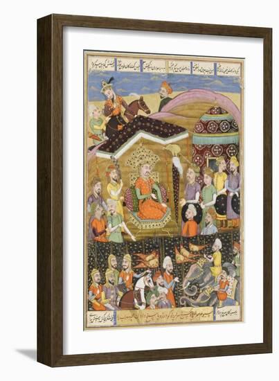 Shahnameh de Ferdowsi ou le Livre des Rois. Sohrab regard la tente noire des chefs de l'armée perse-null-Framed Giclee Print