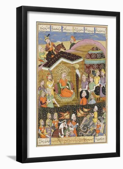 Shahnameh de Ferdowsi ou le Livre des Rois. Sohrab regard la tente noire des chefs de l'armée perse-null-Framed Giclee Print