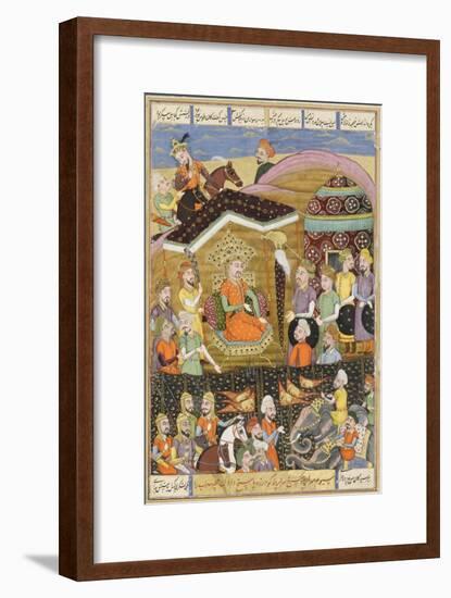 Shahnameh de Ferdowsi ou le Livre des Rois. Sohrab regard la tente noire des chefs de l'armée perse-null-Framed Giclee Print